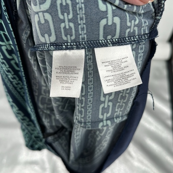 Evan Picone Chain Link Print Faux Wrap Knee Length Dress Blue Size 12-NWT - Picture 8 of 8